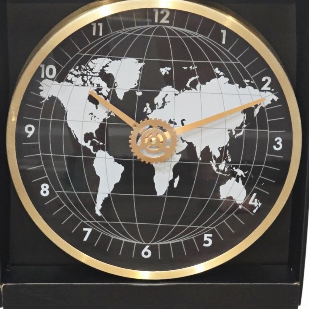 At Home World Map 12" Quartz Wall Clock
